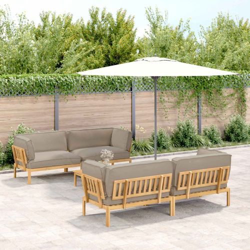 Комплект дивани Едноцветен 5 pcs Таупе Солидно акациево дърво