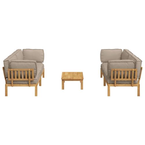 Комплект дивани Едноцветен 5 pcs Таупе Солидно акациево дърво