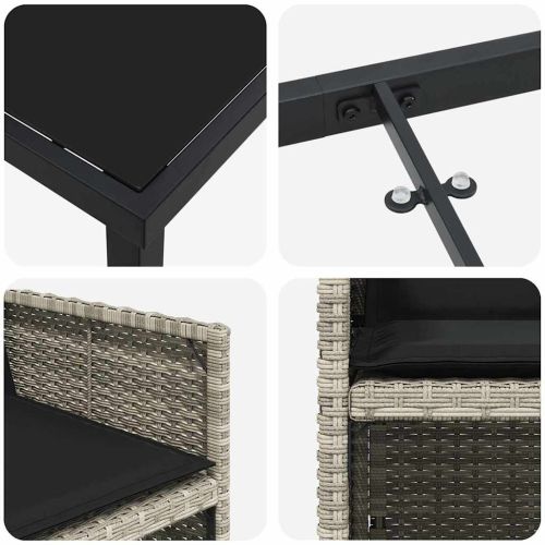 Комплект за хранене в градината 5 pcs Светлосиво полиратан