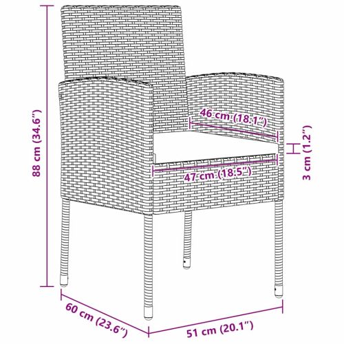 Комплект за хранене в градината 3 pcs Черно полиратан
