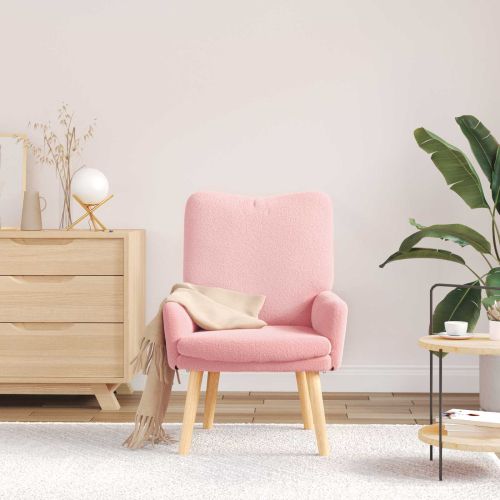 фотьойл Розово 63 x 67 x 94 см Вълнена тъкан и фанера