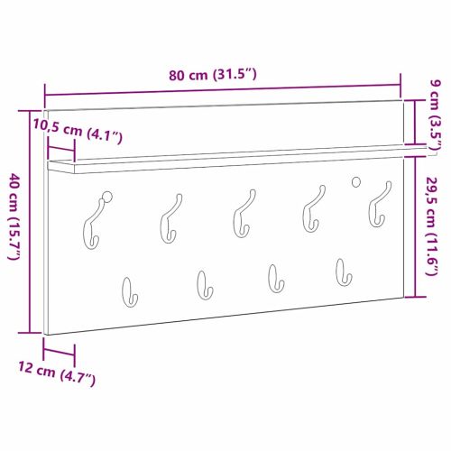 Стенен закачалка за палта с рафт Циментено сиво 80 x 40 x 12 cm