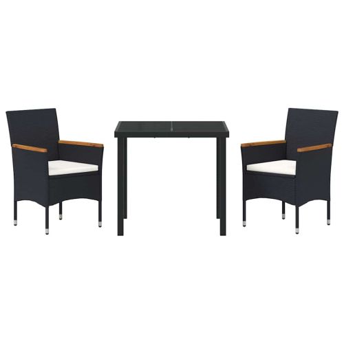 Комплект за хранене в градината 3 pcs Черно полиратан