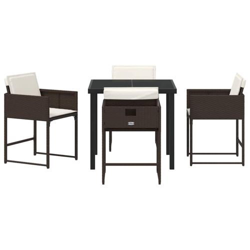 Комплект за хранене в градината 5 pcs Кафяво полиратан