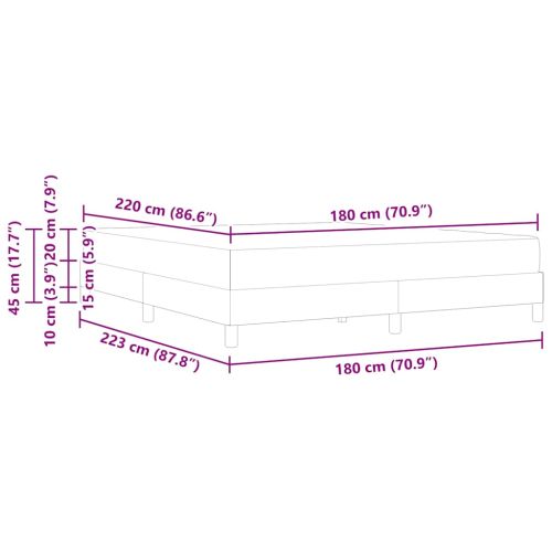 Легло с пружинирана основа Тъмен сив 180 x 220 см текстил
