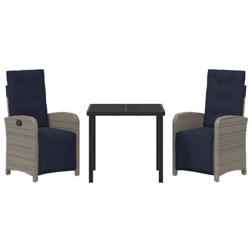 Комплект за хранене в градината 3 pcs Сив полиратан