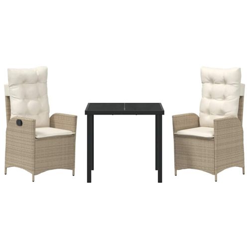 Комплект за хранене в градината 3 pcs Бежово полиратан