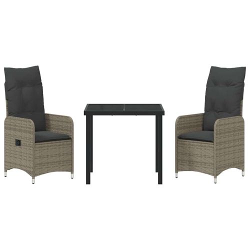 Комплект за хранене в градината 3 pcs Сив полиратан