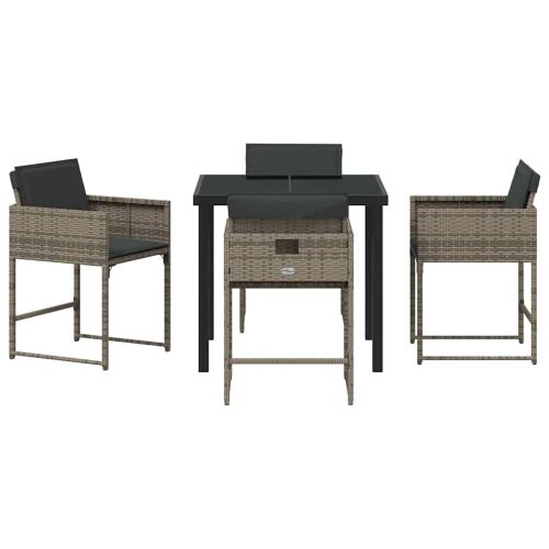 Комплект за хранене в градината 5 pcs Сив полиратан