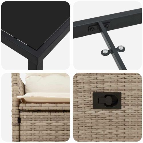 Комплект за хранене в градината 3 pcs Бежово полиратан