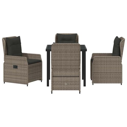 Комплект за хранене в градината 5 pcs Сив полиратан