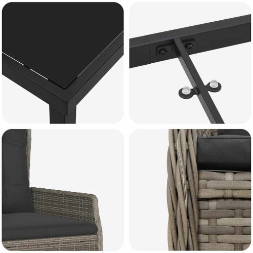 Комплект за хранене в градината 5 pcs Сив полиратан