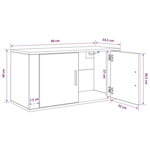 Стенен ТВ кабинет Черен дъб 80 х 34.5 х 40 см Инженерно дърво
