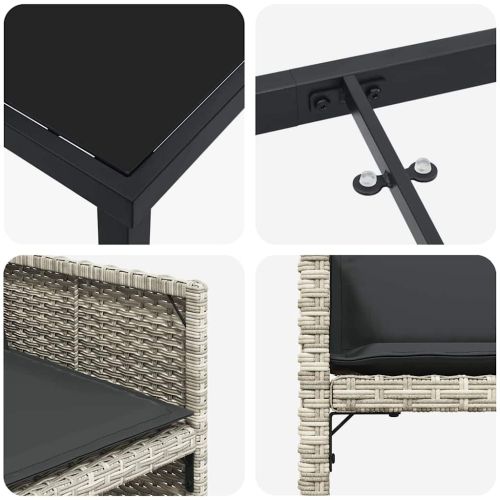 Комплект за хранене в градината 5 pcs Светлосиво полиратан