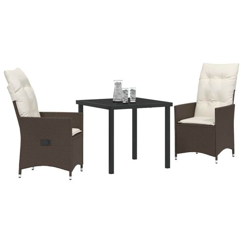 Комплект за хранене в градината 3 pcs Кафяво полиратан