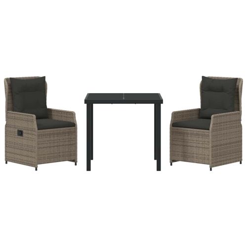 Комплект за хранене в градината 3 pcs Сив полиратан