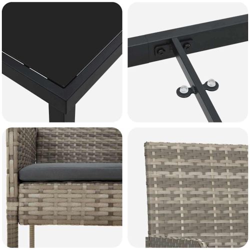 Комплект за хранене в градината 3 pcs Сив полиратан