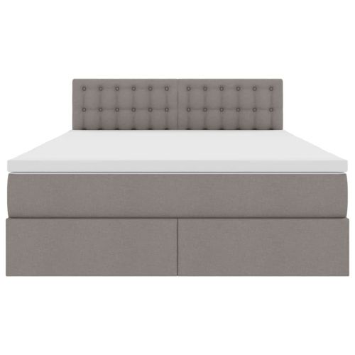 Легло с място за съхранение и LED Таупе 140 x 200 cm текстил