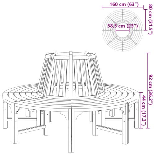 Пейка за монтиране около дърво, Ø 160 см, дървена