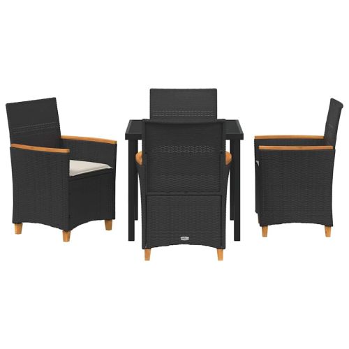 Комплект за хранене в градината 5 pcs Черно полиратан