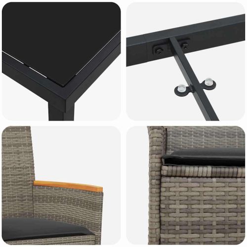 Комплект за хранене в градината 5 pcs Сив полиратан