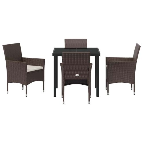 Комплект за хранене в градината 5 pcs Кафяво полиратан