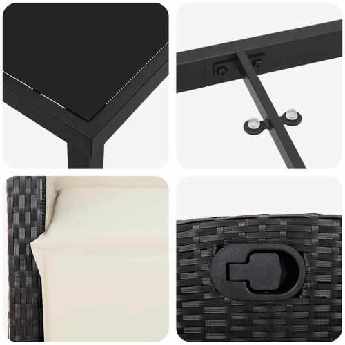 Комплект за хранене в градината 5 pcs Черно полиратан