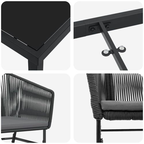 Комплект за хранене в градината с възглавница 5 pcs Черно