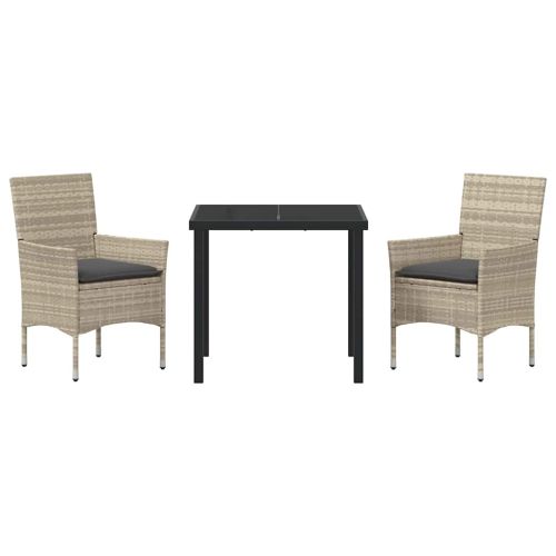 Комплект за хранене в градината 3 pcs Светлосиво полиратан