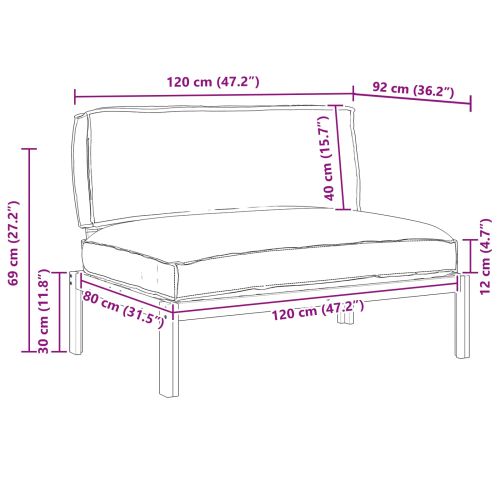 Комплект дивани с възглавница Антрацит 120 x 92 x 69 см