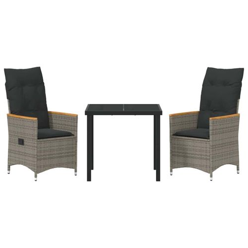 Комплект за хранене в градината 3 pcs Сив полиратан