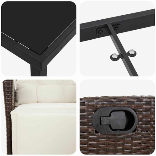 Комплект за хранене в градината 3 pcs Кафяво полиратан