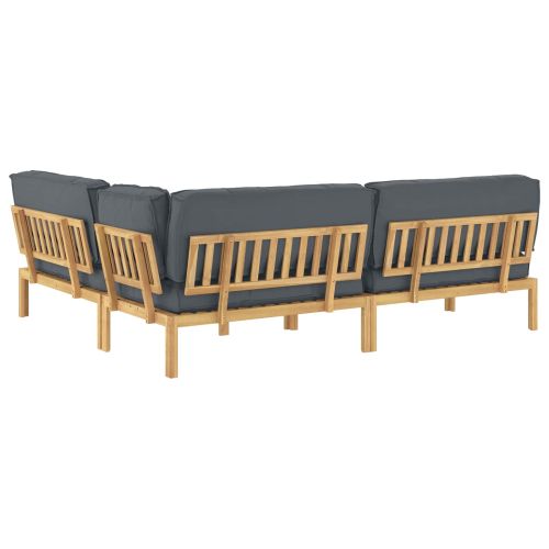 Комплект дивани 4 pcs Антрацит Солидно акациево дърво