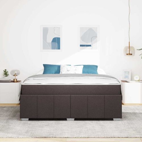 Рамка за легло с матрак Тъмен кафяв 180 x 200 cm текстил