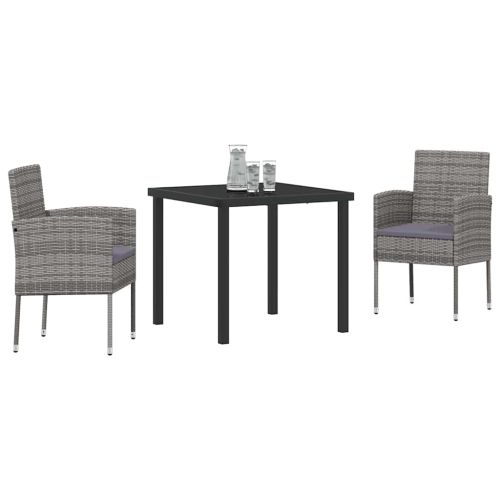 Комплект за хранене в градината 3 pcs Сив полиратан