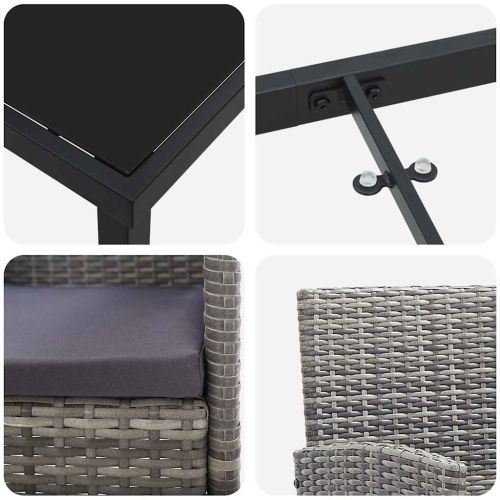 Комплект за хранене в градината 3 pcs Сив полиратан