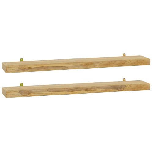 Стенни рафтове 2 бр 90x15x4 см тиково дърво масив