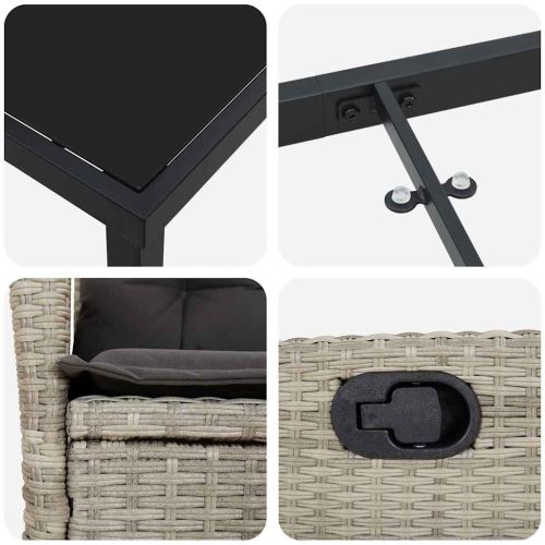 Комплект за хранене в градината 3 pcs Светлосиво полиратан