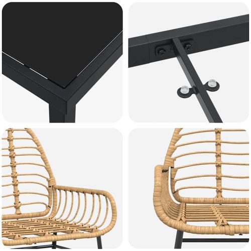 Комплект за хранене в градината 3 pcs Кафяво полиратан