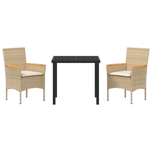 Комплект за хранене в градината 3 pcs Бежово полиратан