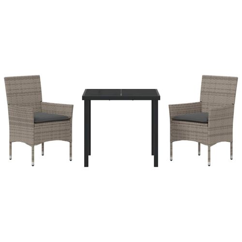 Комплект за хранене в градината 3 pcs Сив полиратан