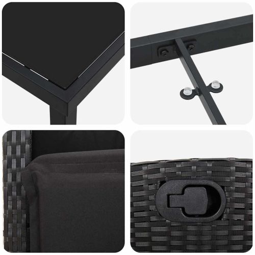 Комплект за хранене в градината 5 pcs Черно полиратан