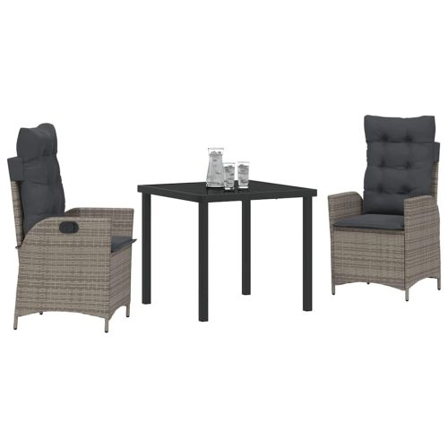 Комплект за хранене в градината 3 pcs Сив полиратан