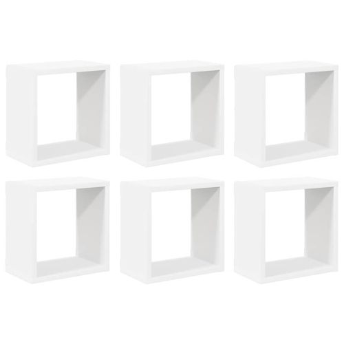 Стенни кубични рафтове, 6 бр, бели, 26x15x26 см