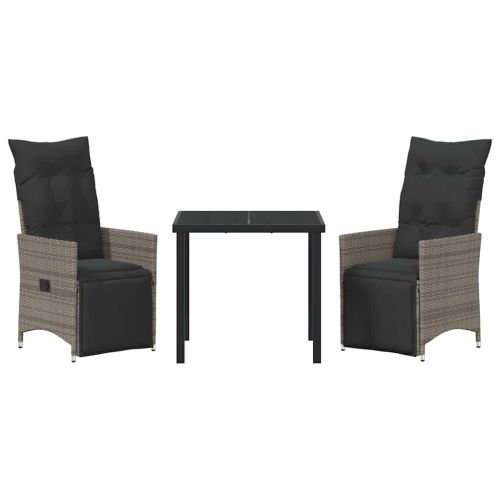 Комплект за хранене в градината 3 pcs Сив полиратан