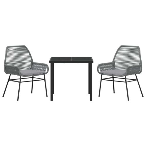 Комплект за хранене в градината 3 pcs Сив полиратан