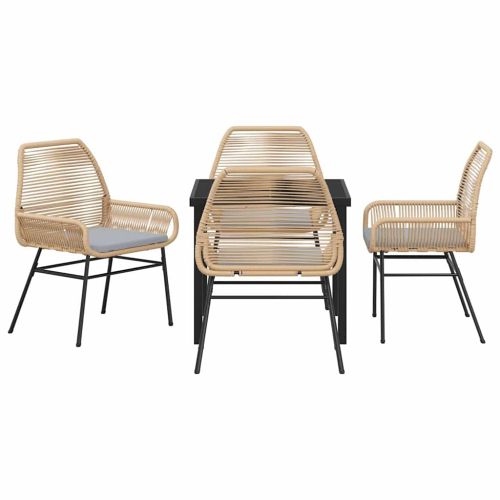 Комплект за хранене в градината 5 pcs Кафяво полиратан