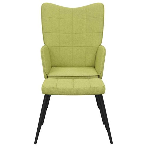 Релаксиращ стол с табуретка, зелен, плат