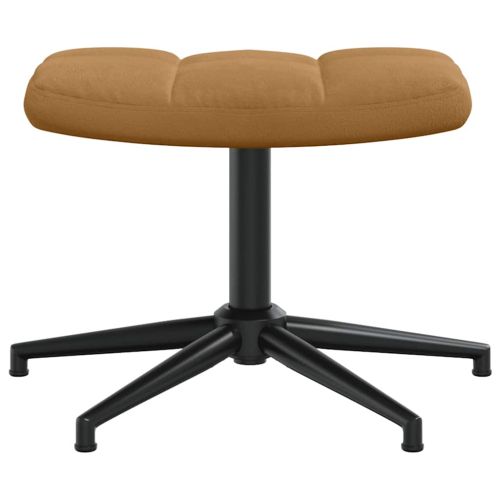 Стол за релакс с табуретка, кафяв, кадифе