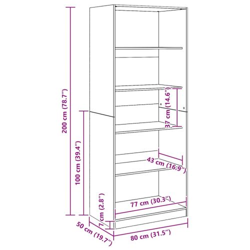 Гардероб, дъб артизан, 80x50x200 см, инженерно дърво